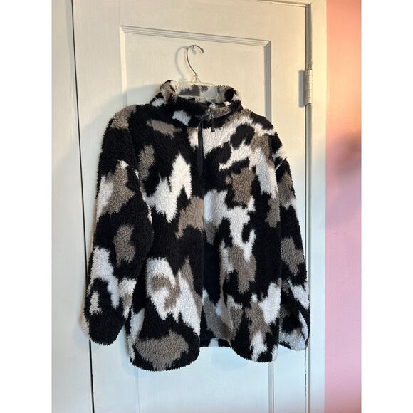 Eddie Bauer Fleece Camo Sherpa Fleece Pullover Jckt Sz Women's Large 1/4 Zip - Picture 3 of 9